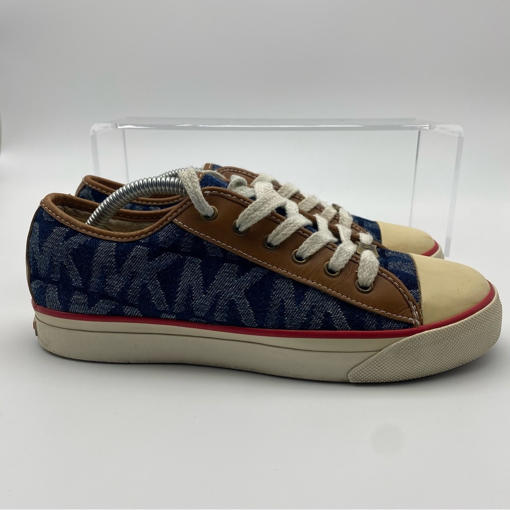 Michael Kors Women Size 7.5 Shoes Blue Fabric Low Sneakers Tennis Lace Up Casual